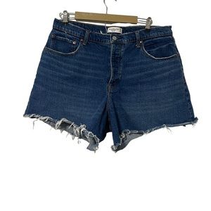 Abercrombie & Fitch The Dad Short High Rise Dark Wash Cut Off Shorts Size 33